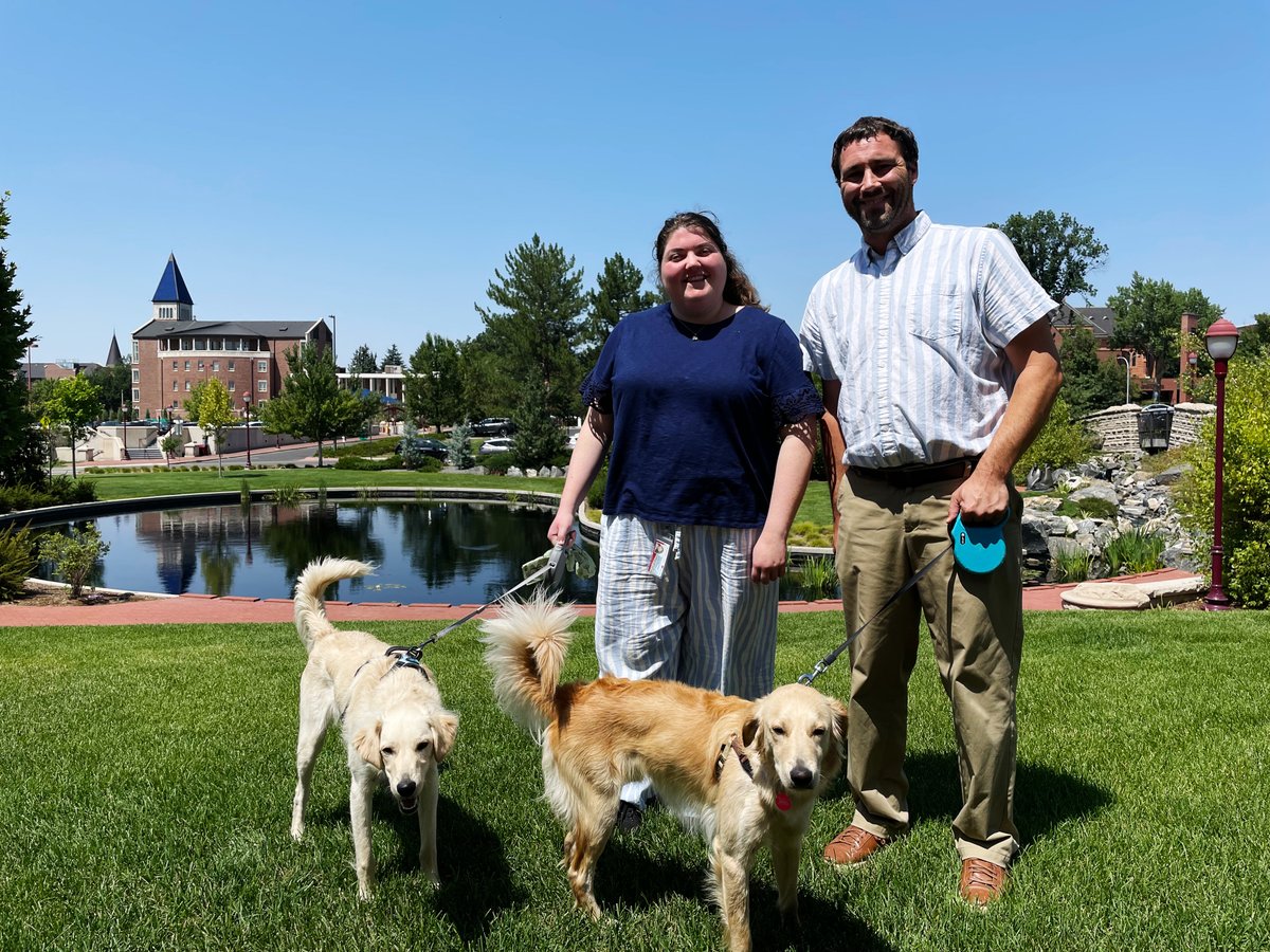 Wondering what makes Ritchie School so much fun? Well, for one, you'll get to meet some of our adorable furry friends! Check out Casper &amp; Hank posing with our incredible Ritchie School staff, Owyn &amp; Kevin. Join us this fall! 
#DogsOfRitchieSchool #UniversityofDenver #STEM