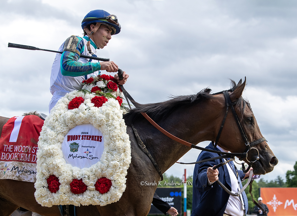 theTDN's tweet photo. #NJBred star BOOK'EM DANNO (Bucchero) returns to the Spa in Saturday's GI H. Allen Jerkens Memorial Stakes, part of the Travers Day undercard! ๐ฅ The Grade I-winning gelding had been cross-entered in Friday's Robert Hilton Memorial at Charles Town, but connections opted for the Saratoga race, where Book'em Danno will break from Post 8.
A resilient winner of the June 8 GI Woody Stephens Stakes by a 1/2 length over Prince of Monaco, who he'll face again Saturday, he returned to Monmouth Park last month where he won the July 19 Jersey Shore Stakes.
Owned by Atlantic Six Racing, he is trained by Derek Ryan and will be ridden by @jjcjockey.
Read more via @BillFinley3: https://t.co/FTDoMY1XUa