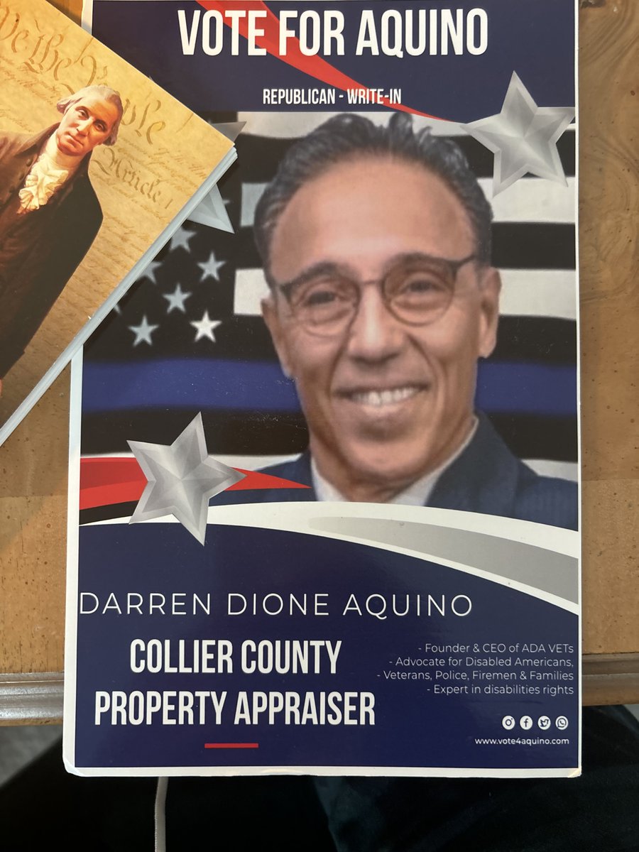 Aquino4NewYork's tweet photo. November 5 for Collier County property appraiser a write in candidate #CollierCounty #NaplesFlorida #PropertyAppraiser https://t.co/zVGQPN0RCF