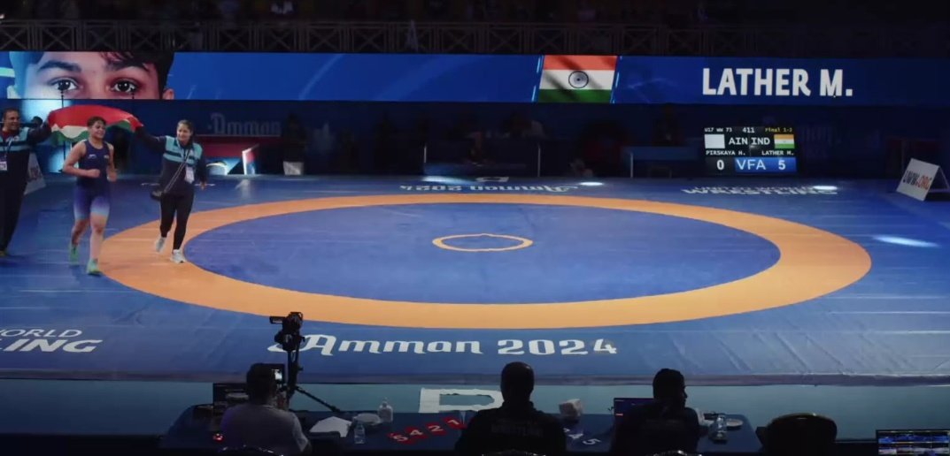 Mansi Lather becomes the U17 World Champion🥇 in the Womens 73 kg pinning her opponent in the finals. 4th Gold for India. Well Done! #Wrestling