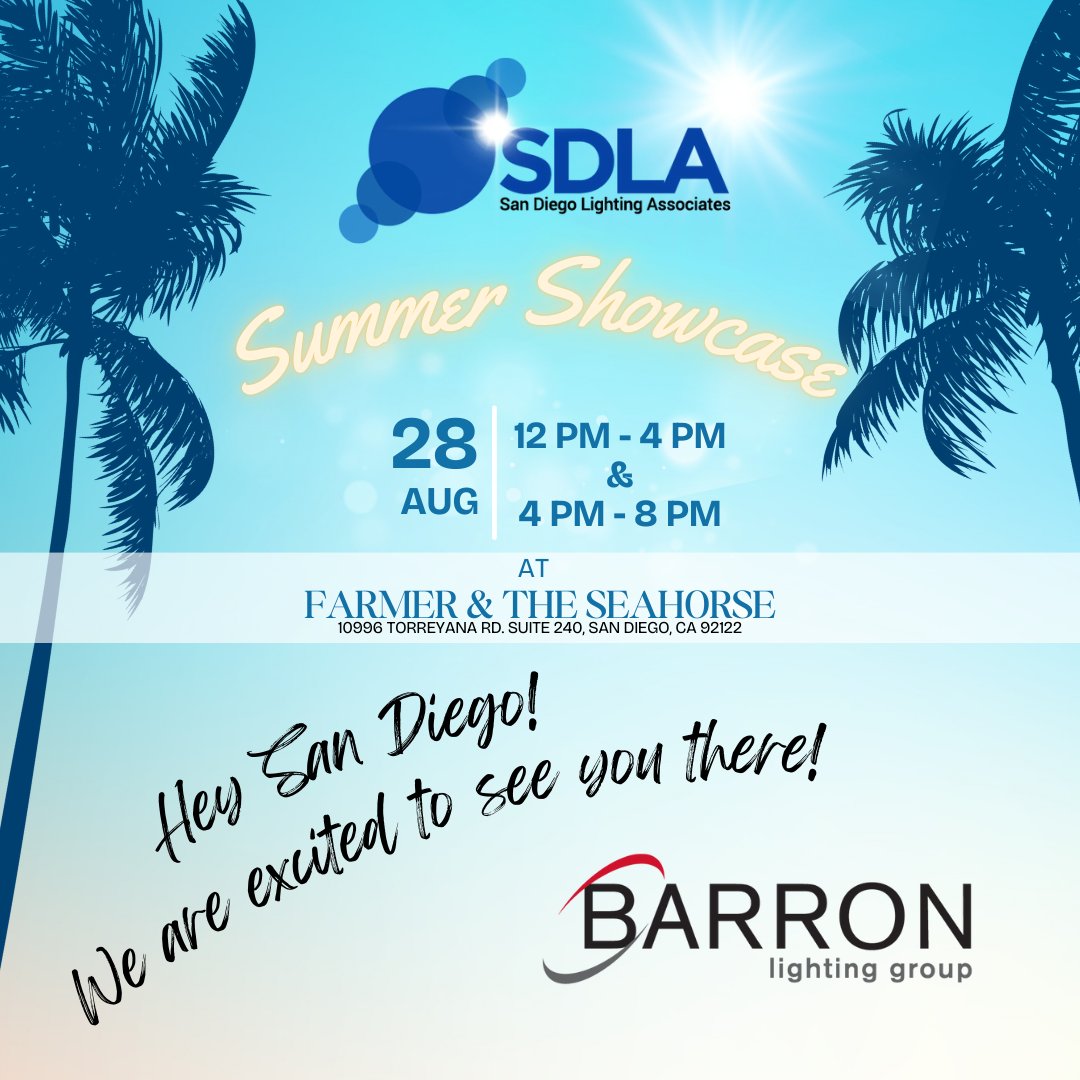 BarronLighting's tweet image. San Diego! We are so excited to participate in the SDLA Summer Showcase. Come see us on August 28th from 12 PM to 8 PM at the Farmer &amp;amp; The Seahorse. We can't wait to see you there! 

To RSVP, go to:   sandiegolighting.com/rsvp-for-summe… 
.
.
#SDLAsummershow #lightingevent #barronlighting
