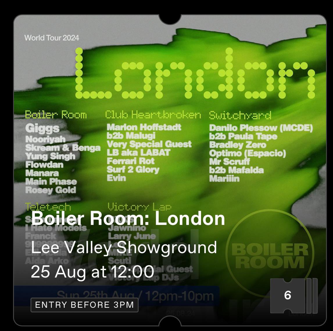 reannetweets's tweet photo. Tickets for Boilerroom festival on Sunday available! #tickets #boilerroom #Ticketforsale #dice #london #festival we have 4 tickets available message for deets x https://t.co/a3A2a7vwSo