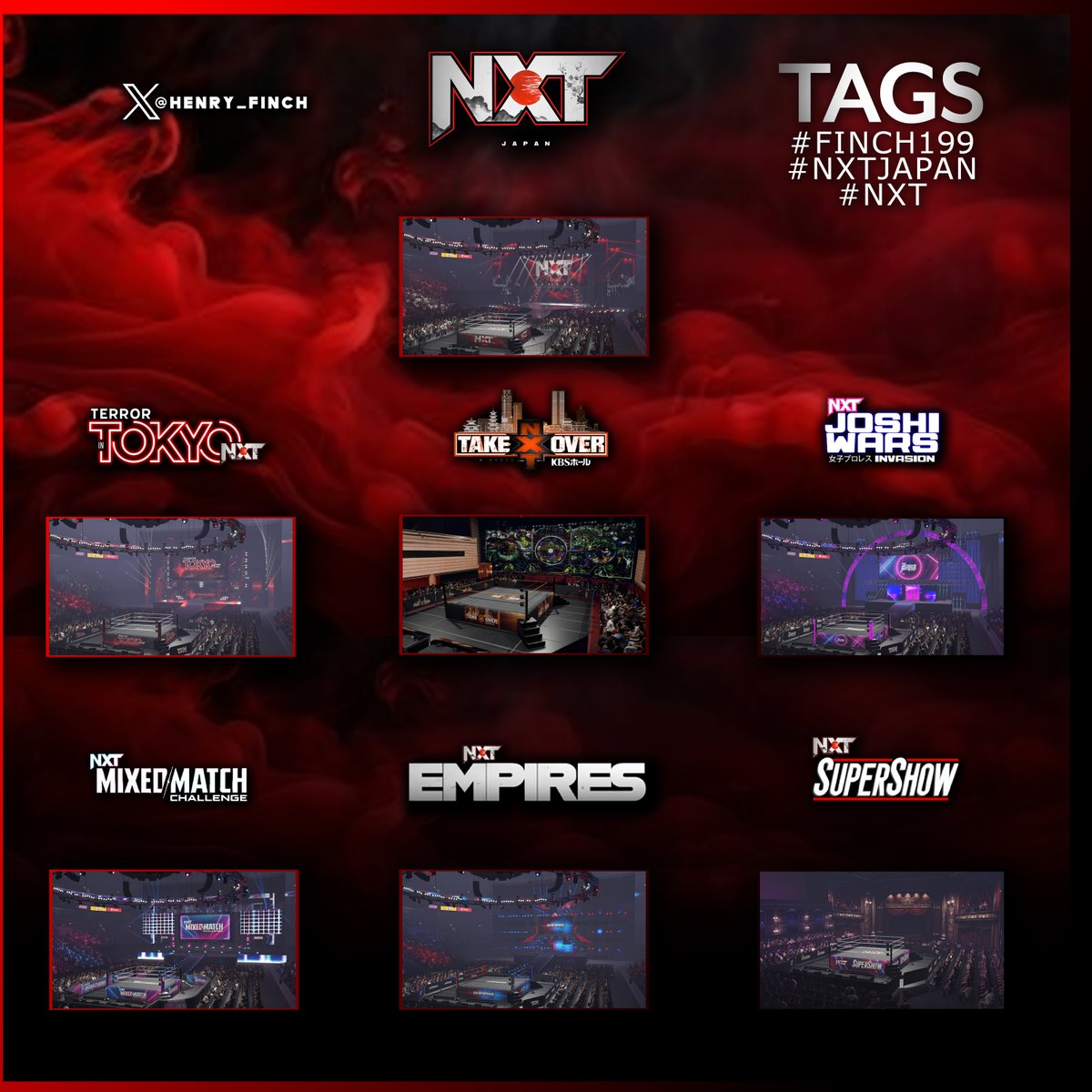 henry_finch's tweet photo. Just a reminder I have 6 Custom #NXTJAPAN PLE's and one weekly show up on CC atm! Check it out! #WWE2K24 #nxt https://t.co/zf656cdOfW