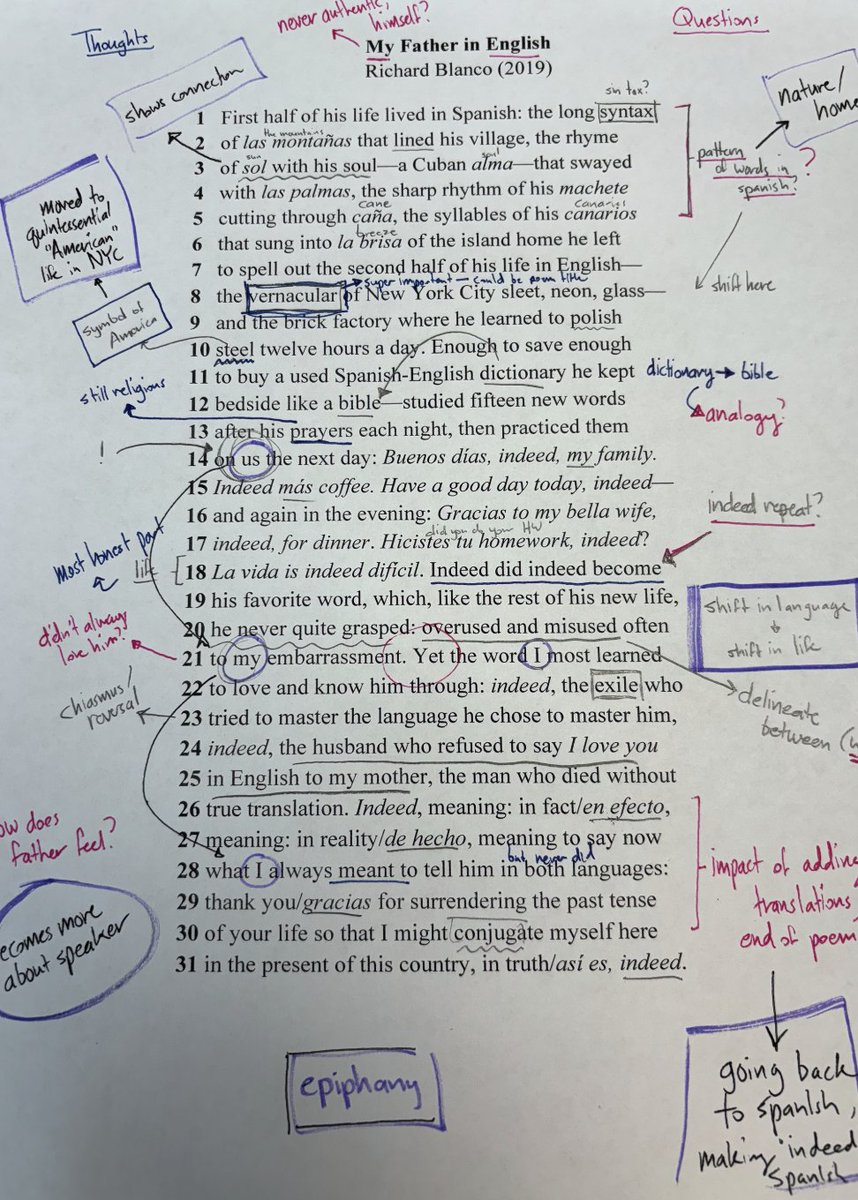 "Indeed did indeed become / his favorite word, which, like the rest of his new life, / he never quite grasped: overused and misused often / to my embarrassment."

Cannot wait to bring this poem by Richard Blanco into the classroom this year. It is remarkable.