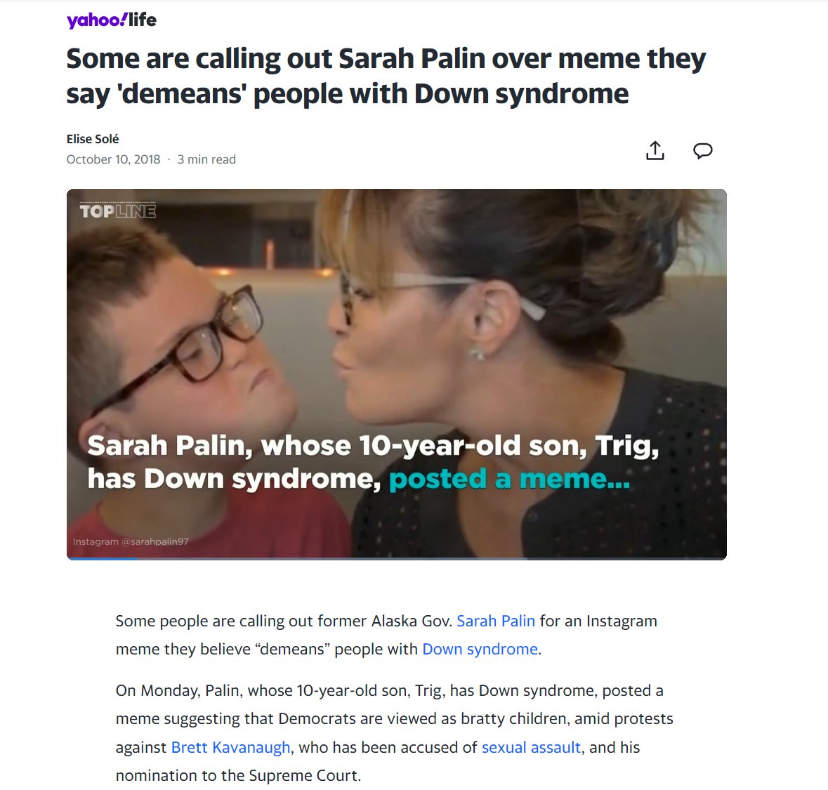 ...time for some context

Remember the time all the Obama Democrats made fun of VP candidate Sarah Palin's son with Down Syndrome?

No you don't remember that, because that didn't happen. You know who did make fun of autistic people?

Palin herself.

Here, let me show you Gaetz -