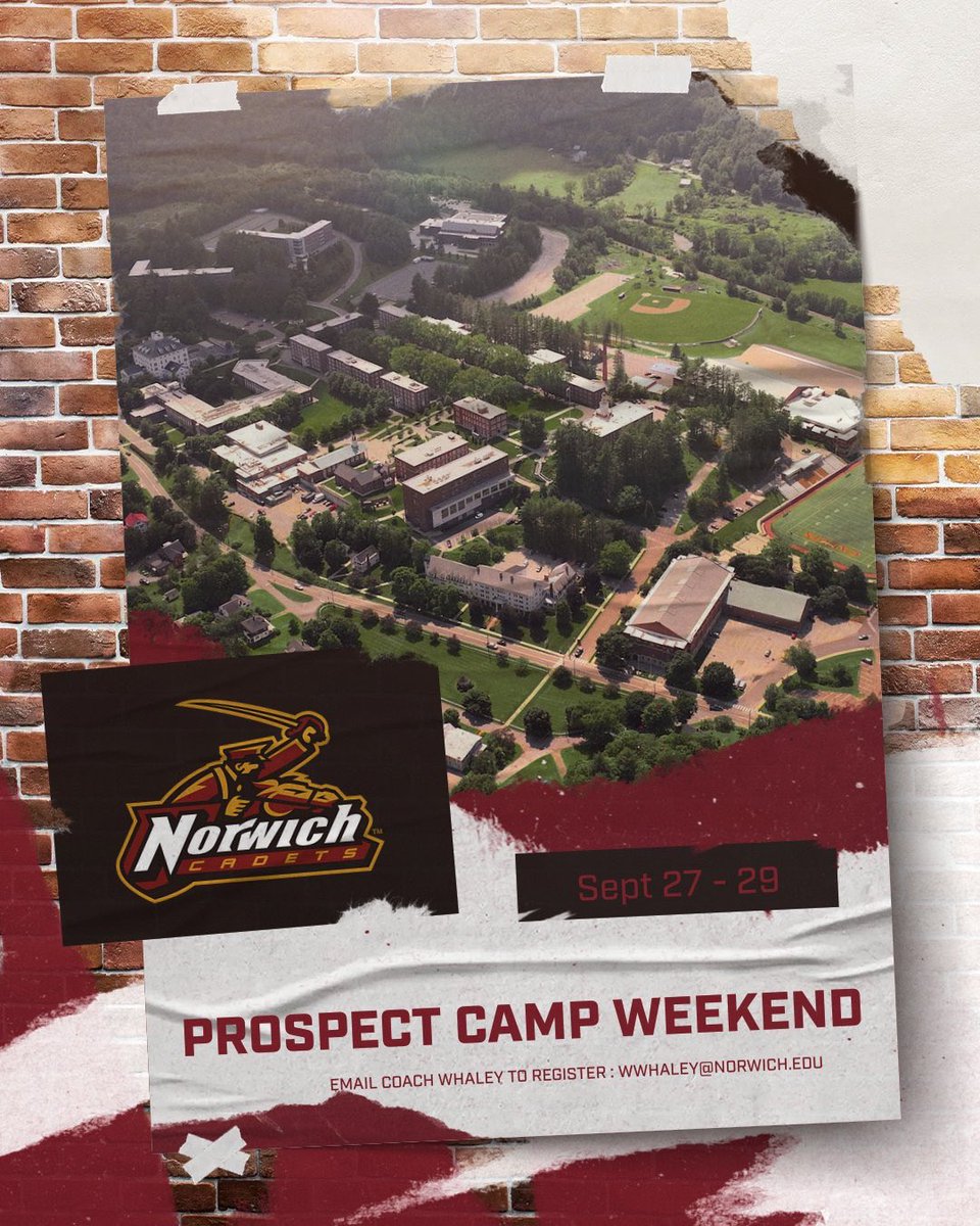 ‼️’25s &amp; ‘26s‼️

Norwich Baseball will be hosting our annual Prospect Camp Visit Sept 27-29!! 

DM or email Coach Whaley to register for a great weekend of baseball! #RollWick #d3b #uncommitted