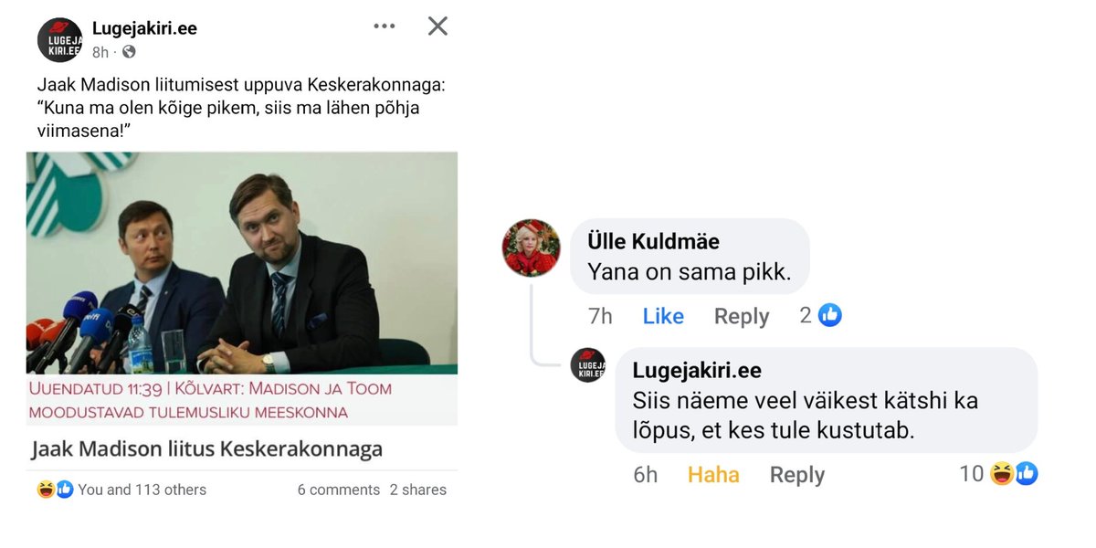 🤣🤣🤣
Ekraanikuvad Lugejakirja FB väljaandest