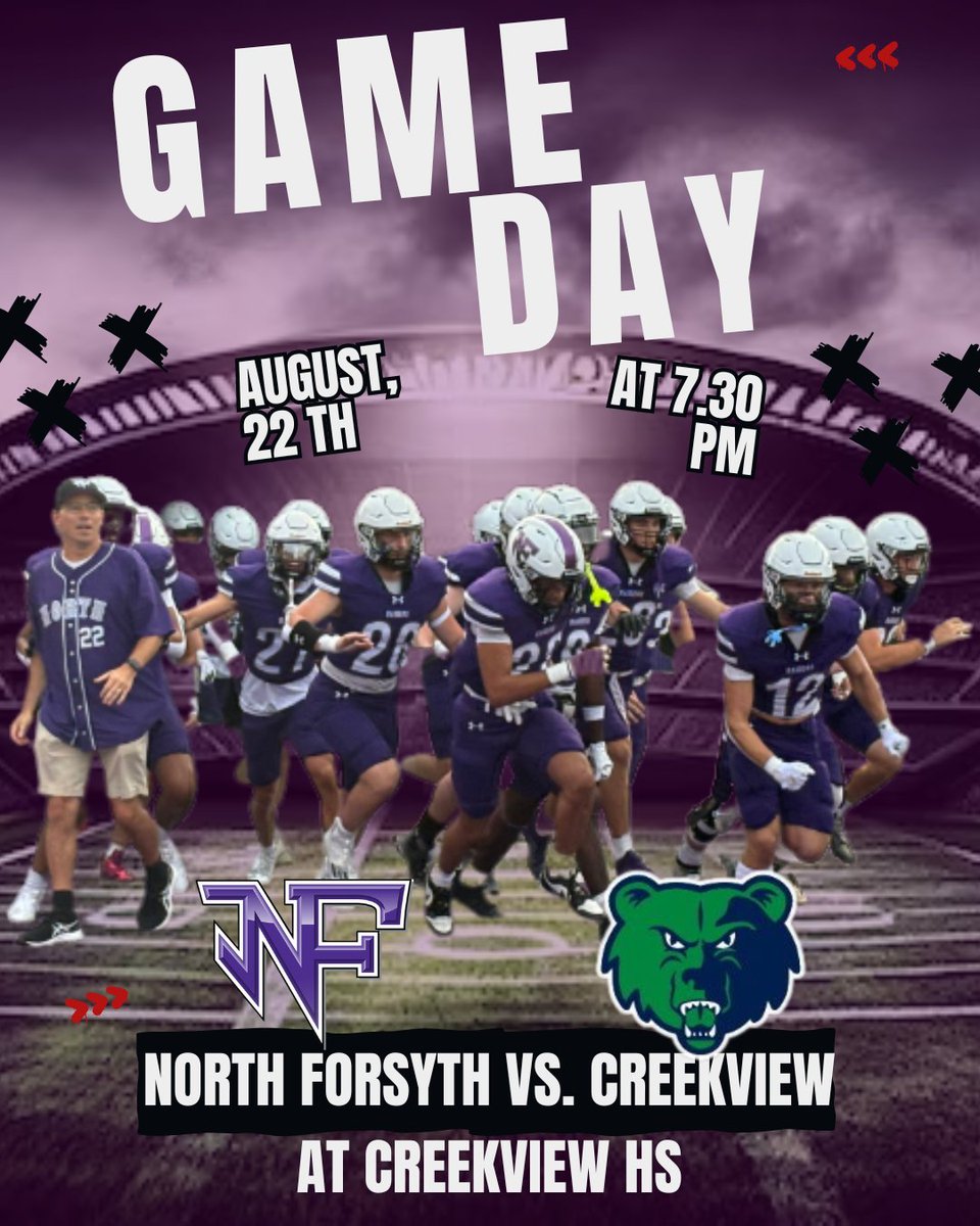 GHSA Sports (@ghsalivesports) on Twitter photo ๐ฅGAME DAY๐ฅ
๐North Forsyth vs. Creekview
๐ Creekview HS
โฐ 7:00
๐บ bit.ly/4dGehLu
<a href="/NoFoFootball/">NorthForsythFootball</a> <a href="/NFTheNation/">NOFORAIDERNATION</a> <a href="/NForsythHigh/">North Forsyth High</a> <a href="/BobCarnaroli/">Bob Carnaroli</a> <a href="/NFHS_FB_Recruit/">NFHS FB Recruiting</a> <a href="/Zach_Alva9/">Zachary Alvarez</a> <a href="/Coach_Timmerman/">Jake Timmerman</a> <a href="/CoachGourley1/">Kyle Gourley</a> <a href="/ColterVela/">Colter Vela</a> <a href="/elijah_seaney/">Elijah Seaney</a> <a href="/coachrcraft/">Robert Craft</a> <a href="/cwags39/">Chris Wagner</a> <a href="/Dvilla7_/">Dylan Villarouel</a> ๐ฅGAME DAY๐ฅ
๐North Forsyth vs. Creekview
๐ Creekview HS
โฐ 7:00
๐บ bit.ly/4dGehLu
<a href="/NoFoFootball/">NorthForsythFootball</a> <a href="/NFTheNation/">NOFORAIDERNATION</a> <a href="/NForsythHigh/">North Forsyth High</a> <a href="/BobCarnaroli/">Bob Carnaroli</a> <a href="/NFHS_FB_Recruit/">NFHS FB Recruiting</a> <a href="/Zach_Alva9/">Zachary Alvarez</a> <a href="/Coach_Timmerman/">Jake Timmerman</a> <a href="/CoachGourley1/">Kyle Gourley</a> <a href="/ColterVela/">Colter Vela</a> <a href="/elijah_seaney/">Elijah Seaney</a> <a href="/coachrcraft/">Robert Craft</a> <a href="/cwags39/">Chris Wagner</a> <a href="/Dvilla7_/">Dylan Villarouel</a>