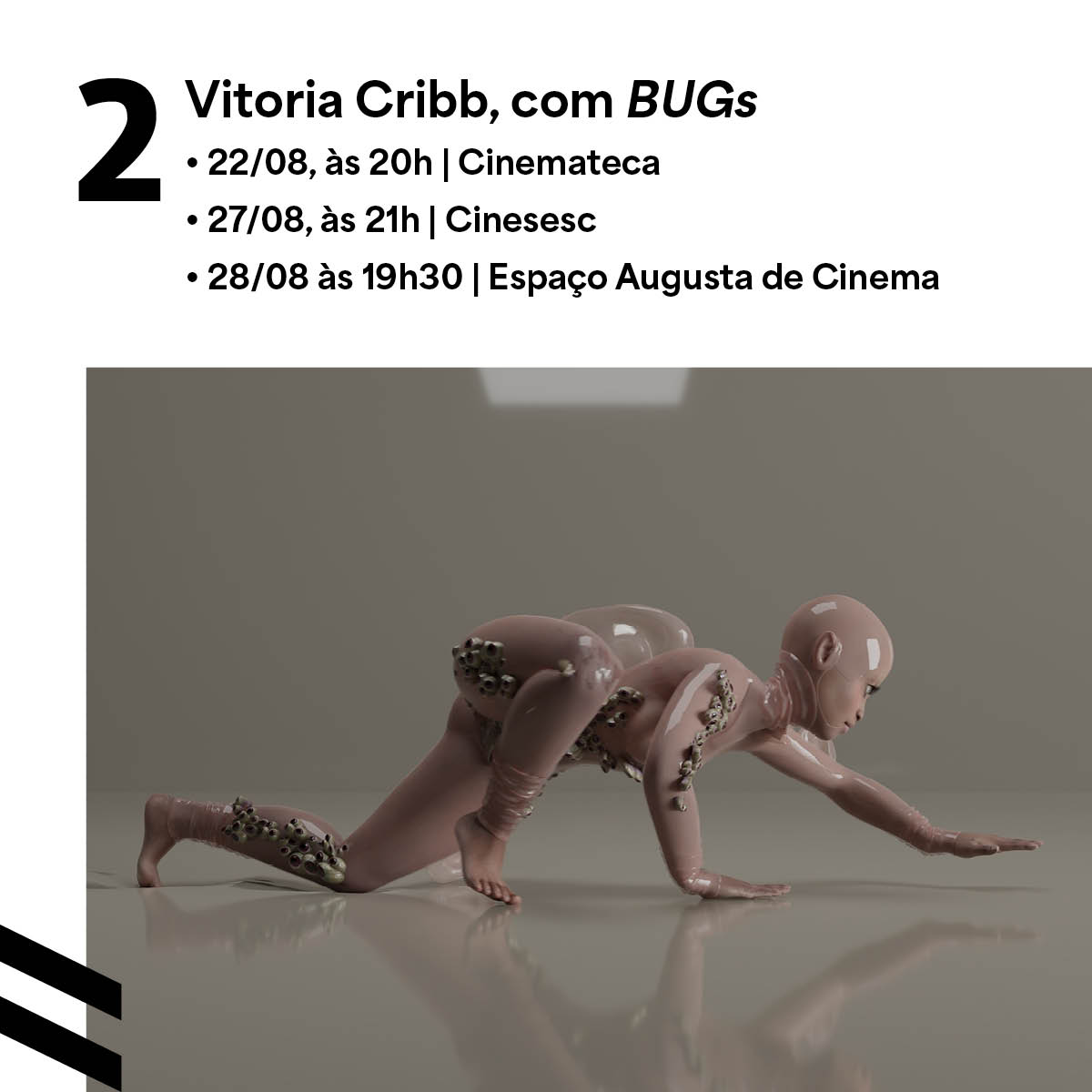 videobrasil's tweet photo. Vitória Cribb apresenta "BUGs", víde exibido na 22ª Bienal Sesc_Videobrasil, com o qual foi vencedora do Prêmio de Residência Wexner 🪲 https://t.co/pCSO7My5rE