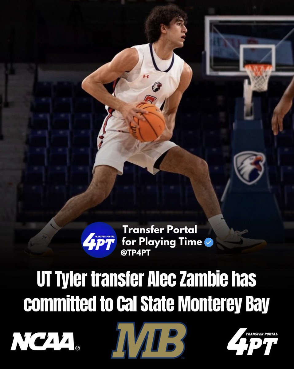 TP Commit: UT Tyler transfer Alec Zambie has committed to Cal State Monterey Bay.

He averaged 9.1 points, 5.7 boards, and 3.3 assists last season in 28 games for the Patriots, starting in 25 of those games.

#TP4PT #TransferPortal