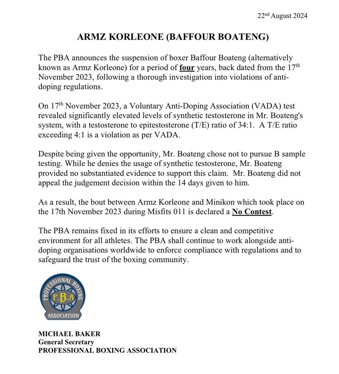 PBABoxing's tweet image. Armz Korleone: Boxer Licence Suspended for 4 Years
-
Armz vs Minikon 2: No Contest
-
@ArmzKorleone
@iMinikon