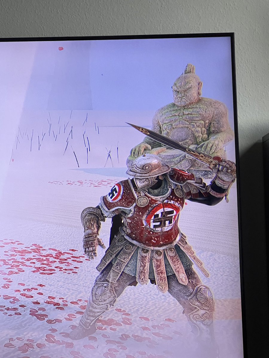 _Lucario_X's tweet photo. @ForHonorGame @UbisoftDE @UbisoftSupport @Ubisoft How is it possible that, in 2024, there is still no KI or whatever Computer Programm to detect that kind of symbols whithout us reporting them? #forhonor #ubisoft #forhonorgame https://t.co/AHKHQU2vrm