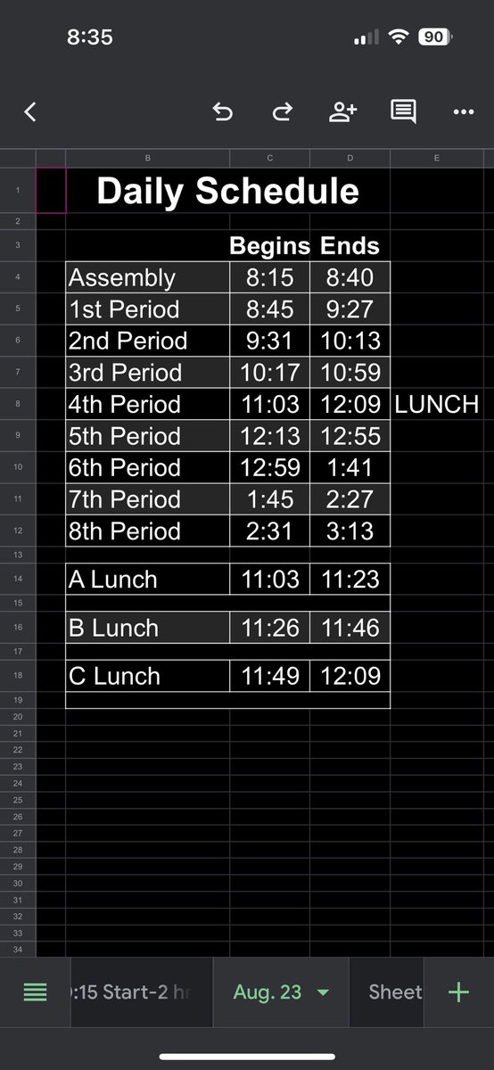 TbarneyWC's tweet image. Opening day, Friday, August 23. There will be a short assembly to start the day and then the schedule will be as posted. #golynx