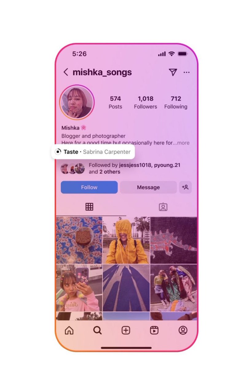 PopCrave's tweet photo. Instagram is introducing a new feature, similar to MySpace, that allows you to add a song of your choice to your profile.

Which song will you choose? https://t.co/Vxhz41RbZ4