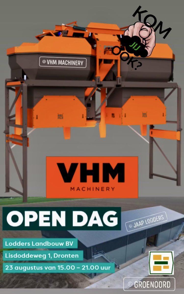 We zijn morgen aanwezig bij de open dag van fam. Lodders aan de Lisdoddeweg 1 in Dronten, kom jij ook?

<a href="/GroeNoordAgTurf/">GroeNoord</a>
<a href="/VHMMACHINERY/">VHM Machinery</a>
<a href="/LoddersJaap/">Jaap Lodders</a>