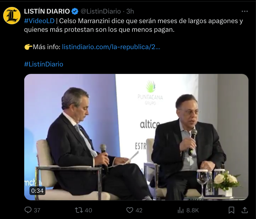 AntonLorenzoM's tweet photo. Pero el PLD dejó el país encendido con circuitos 24 horas. #apagones #CelsoMarranzini #CDEEE https://t.co/DuT7tBtIkP