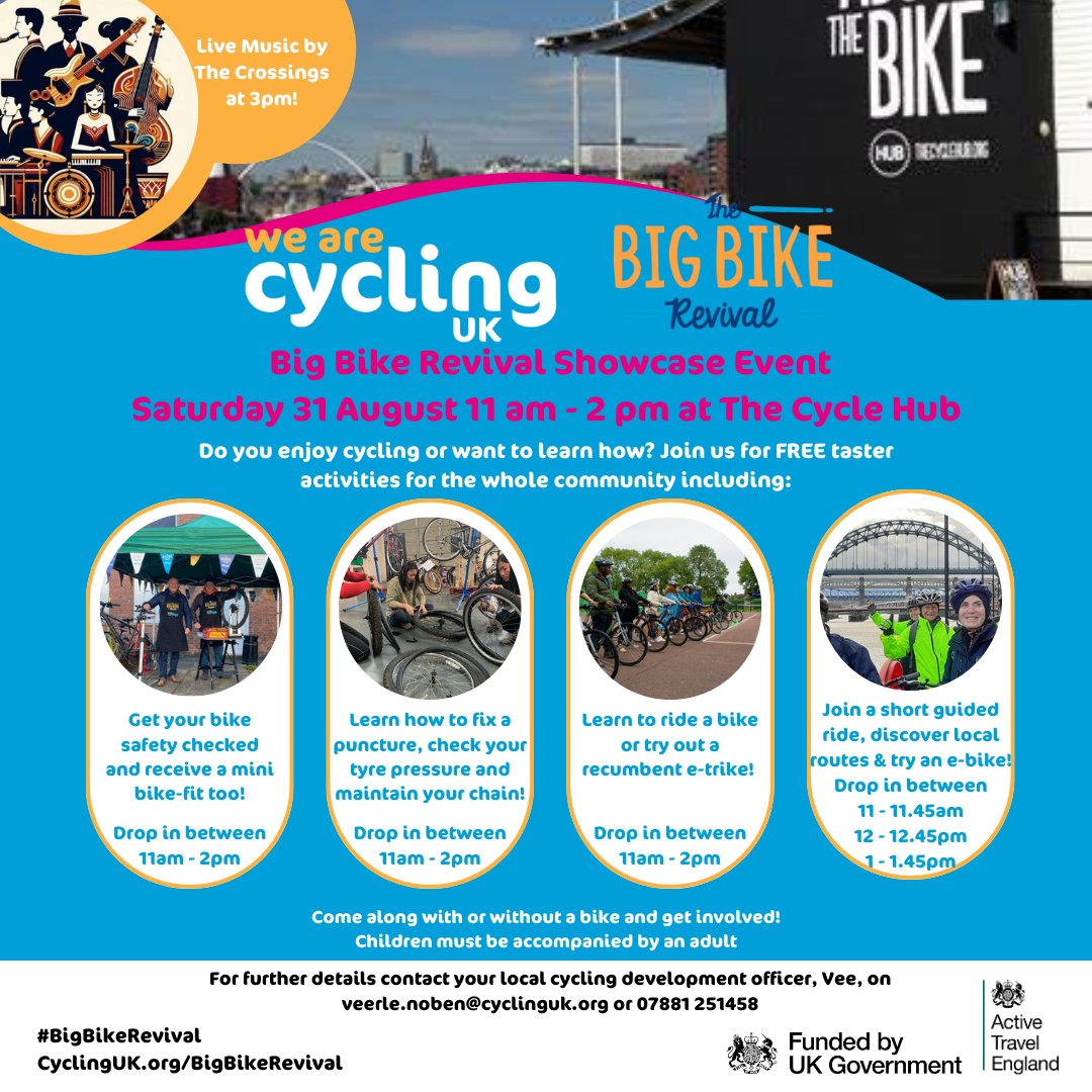 Cycling UK North East (@cyclinguk_ne) on Twitter photo π΄ββοΈ Discover the Joy of Cycling in Newcastle! π΄ββοΈΒ
Ready to get back on your bike or want to discover cycling as a complete beginner? Join us at <a href="/The_Cycle_Hub/">TheCycleHub</a> for FREE #BigBikeRevival taster activities on August 31st from 11am to 2pm! π΄ββοΈ Discover the Joy of Cycling in Newcastle! π΄ββοΈΒ
Ready to get back on your bike or want to discover cycling as a complete beginner? Join us at <a href="/The_Cycle_Hub/">TheCycleHub</a> for FREE #BigBikeRevival taster activities on August 31st from 11am to 2pm!