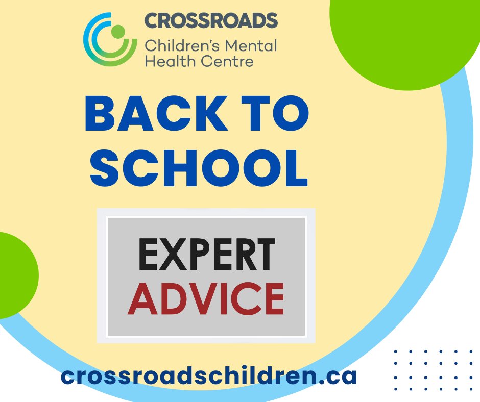 The back to school transition has many parents feeling nervous and stressed - especially if there were challenges last year.  We can help!  Here is some helpful advice from our therapists:  crossroadschildren.ca/back-to-school…