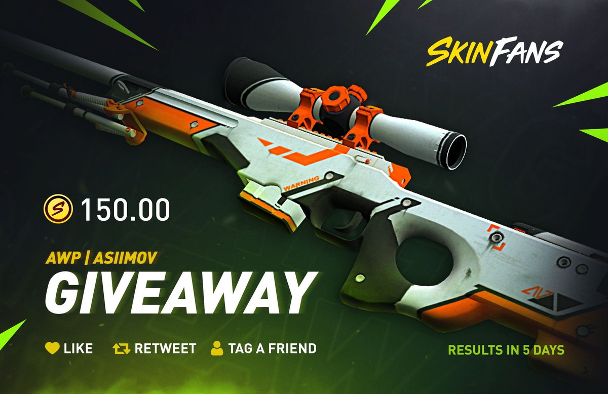 SKINFANS's tweet image. SKINFANS AWP ASIIMOV CS SKIN GIVEAWAY! 🎁

- Follow @SKINFANS 
- Retweet &amp;amp; Like
- Tag a friend

Winner will be selected in 5 days! 💰