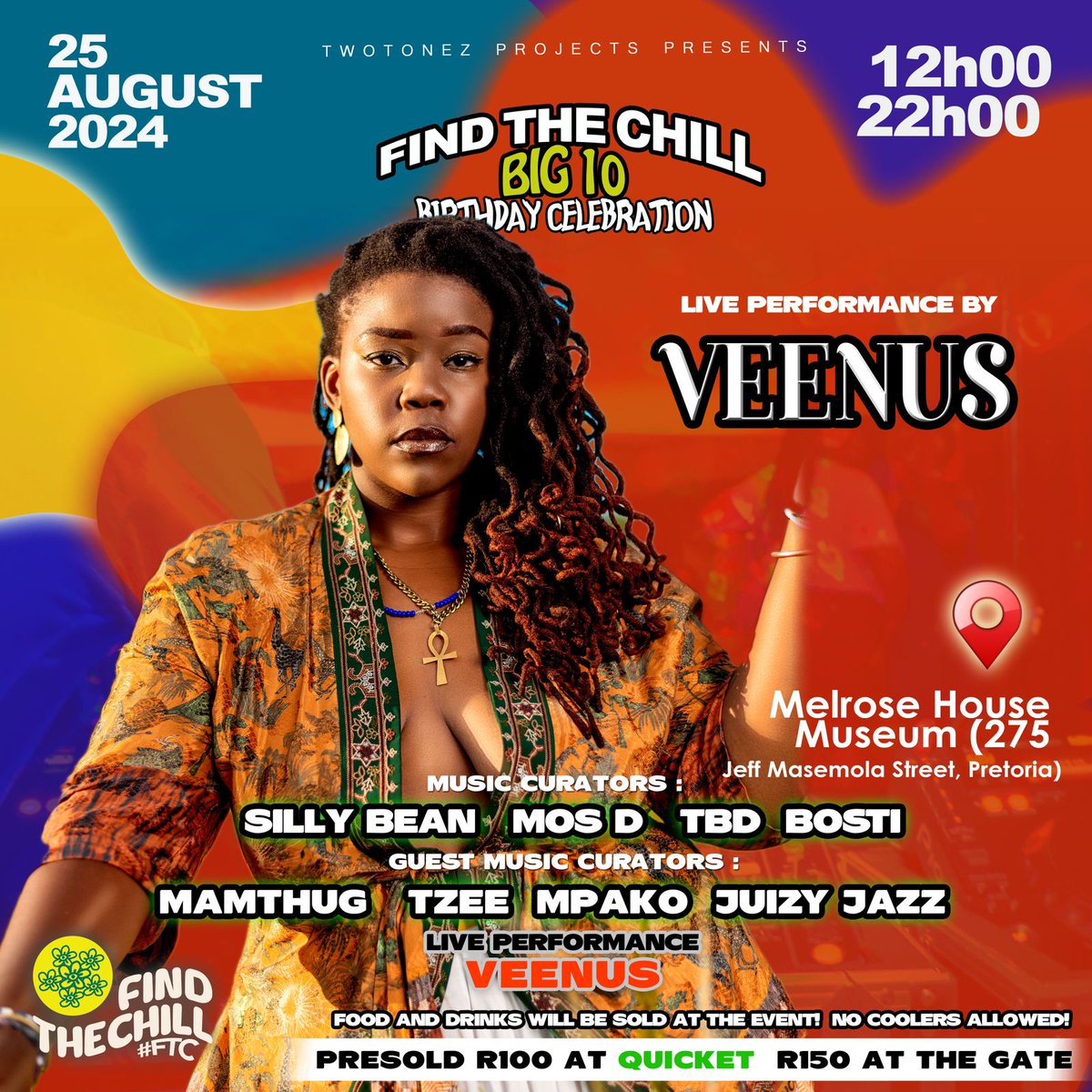 FindTheChill1's tweet photo. A few Sleeps till #FindTheChillBIG10BIRTHDAYCELEBRATION  and you're invited🎉🥳🎂💃🏾

WHEN: SUNDAY 25TH AUGUST '24
TIME: 13H00 - 22H00
WHERE:@melrosemuseum
🙏🏾💚

PRESOLD TICKETS AVAILABLE:
https://t.co/bmO1c8HFNC

#FindTheChill #GoodVibes #GoodMusic #ChilledVibes #dayvibes☀️ https://t.co/iOxzNIi0iK