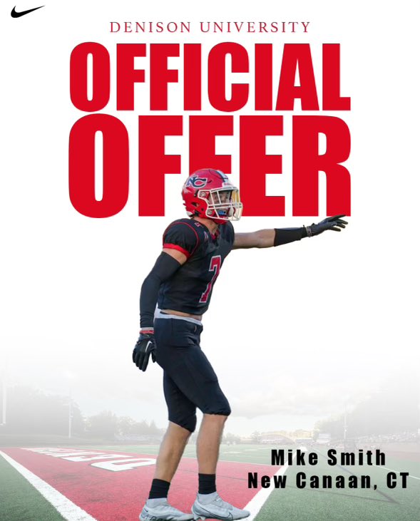 Blessed to receive an offer from Denison University. Thank you <a href="/coachjo51/">Jovon Johnson</a> <a href="/coachhatem/">Jack Hatem</a> for this opportunity!
<a href="/NewCanaanFB/">New Canaan Football</a> <a href="/Coach_Nguyen/">Jimmy Nguyen</a>