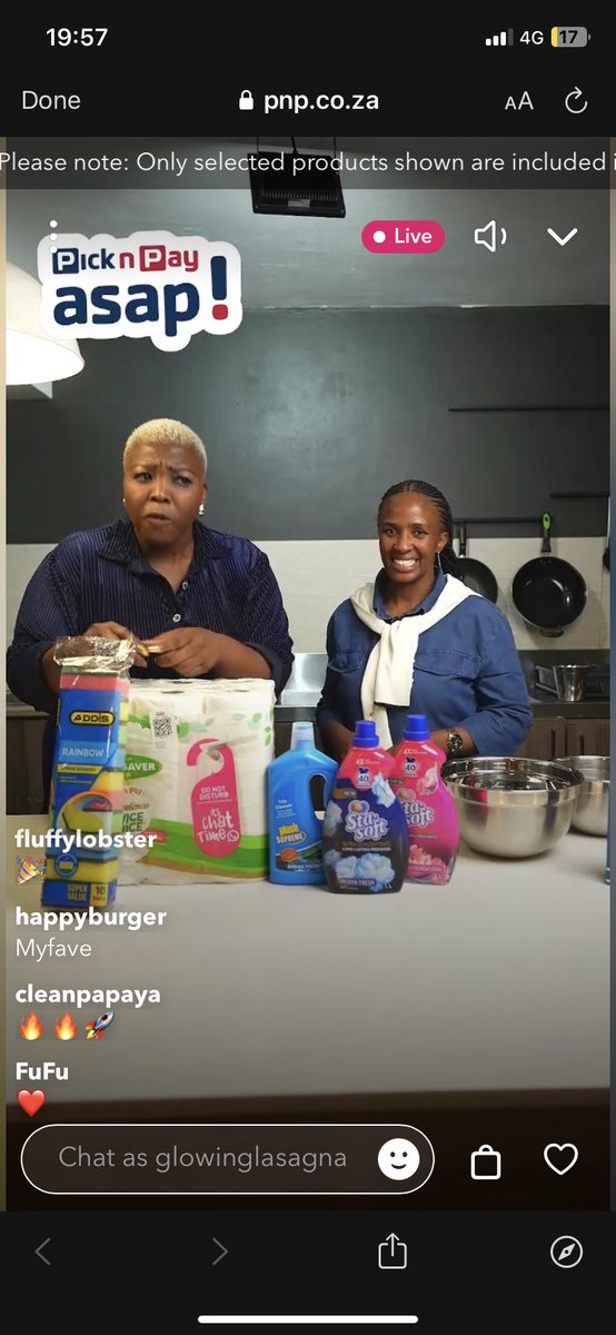 My Fav Mbali Nhlapo is about to tell us about how to keep your household clean and which items are available to buy 🤭🤗. Make sure you tuning in  <a href="/picknpayasap/">Pick n Pay asap!</a> 
🧷 :  pnp.co.za/asap-live-shop…

#pnpasapliveshopping
#taptapasap