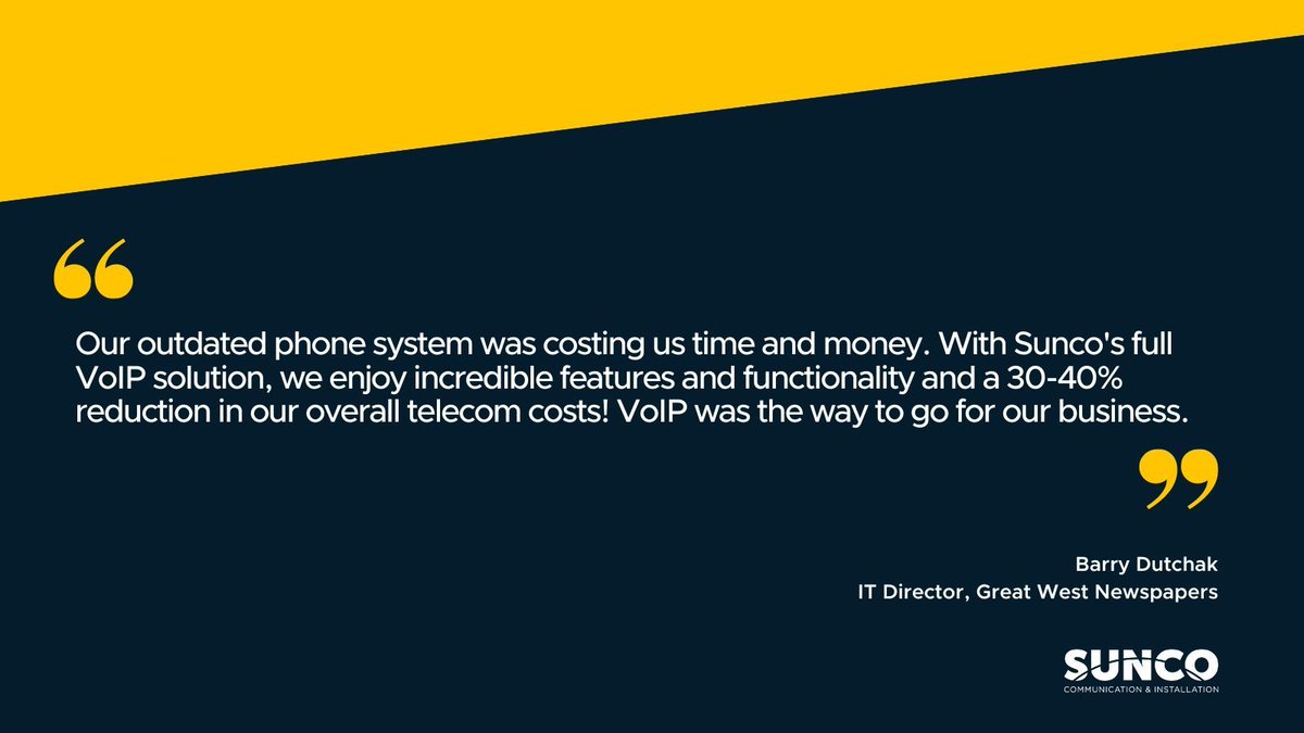suncocomm's tweet photo. Great West Newspapers needed a modern solution for their costly, outdated phone systems.
#Sunco's VoIP system delivered advanced tools and big savings! Now, they enjoy better call quality and seamless Office 365 integration.
Read more: https://t.co/cZRtA0euO0 https://t.co/QqI5c04dEX