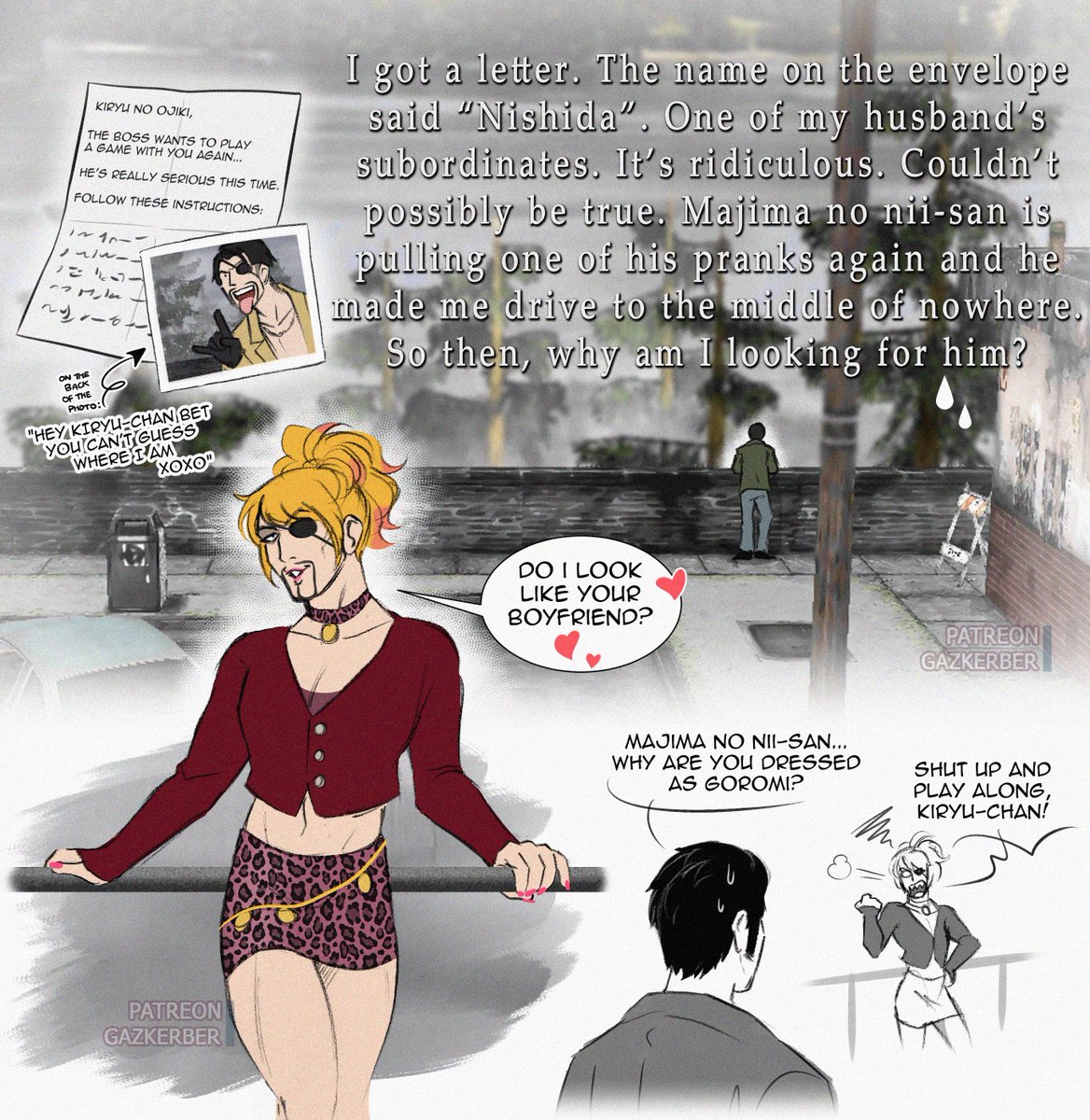 The entirety of Silent Hill 2, but everything is actually a big (and expensive) prank orchestrated by Majima and his family members

#yakuza #龍が如く #桐真 #真桐 #kazumaji #fanart #BL #RGG #LikeADragon #comic #SILENTHILL