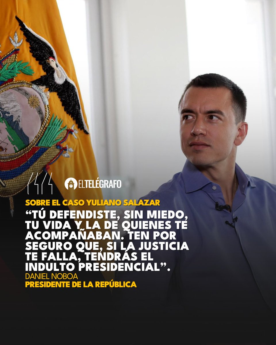 EcuadorTV's tweet photo. #Urgente |  El presidente Noboa respalda al joven que atropelló a delincuentes tras un asalto. Yuliano Salazar será procesado por muerte culposa. #LéaloEnET: https://t.co/ln3QtXpBoq https://t.co/kdOLtxX5W9