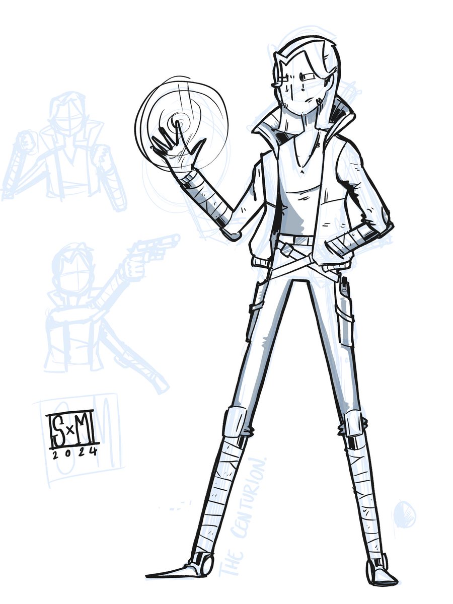 Testing being a bit faster and looser with brush strokes with a quick concept sketch of my stories protagonist.

#wipart #ComicArt