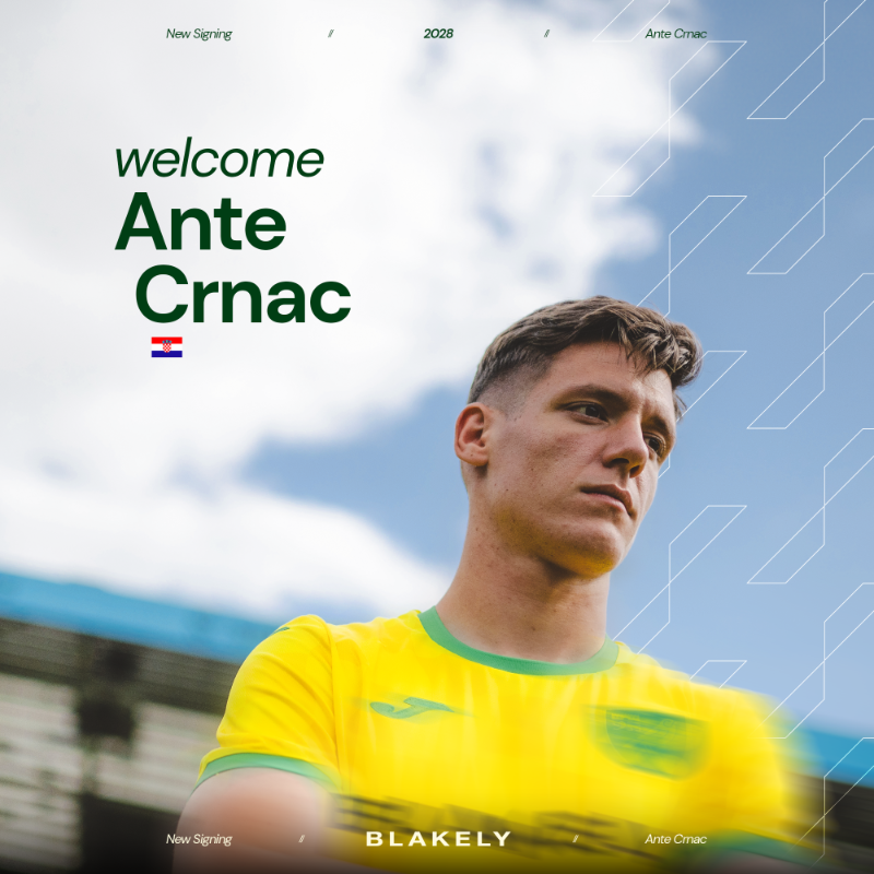 NorwichCityFC's tweet photo. We're pleased to announce the signing of Croatia Under-21 international Ante Crnac ๐คฉ
He has signed a four-year deal with the club option of an additional year โ๏ธ