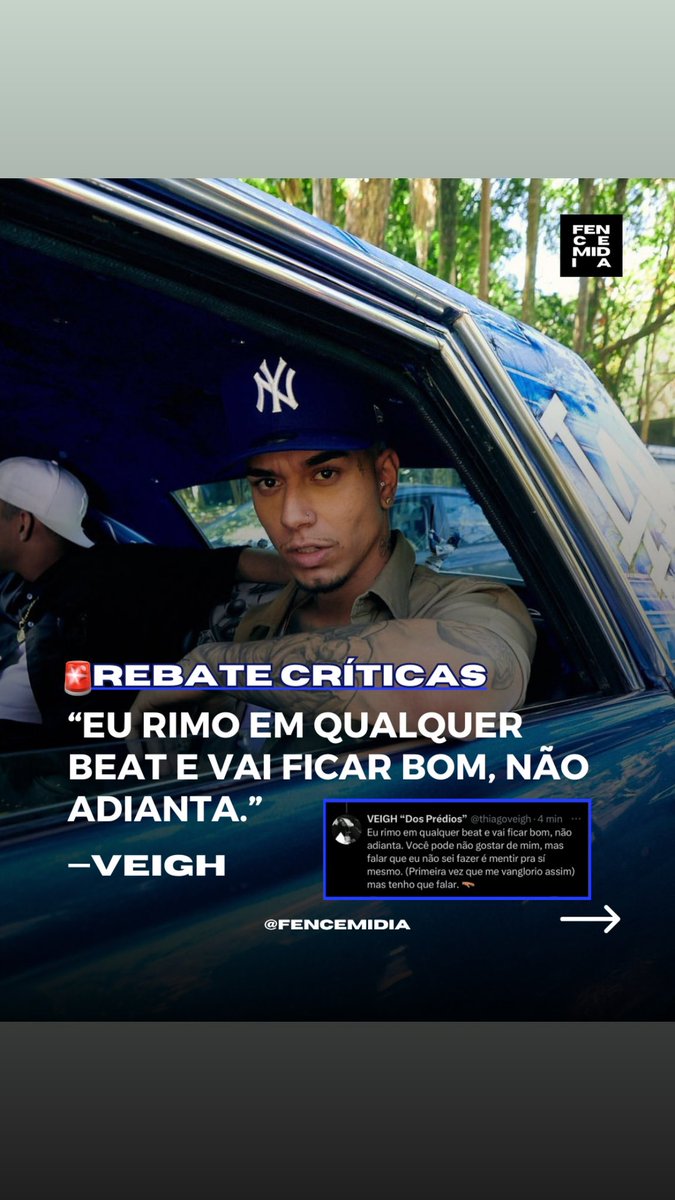 FenceMidia's tweet photo. ‼️@veigh respondeu as críticas que vem sofrendo sobre suas musicas serem “parecidas”, oq vcs acham disso? https://t.co/fh9b2Ir4zB