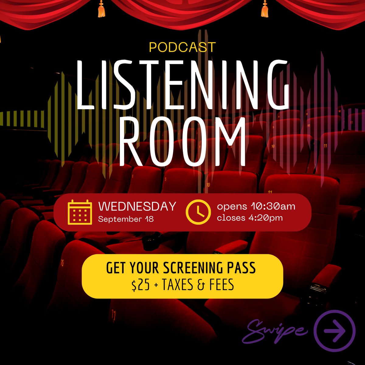 TOWebFest's tweet image. Listening/Screening Room Schedule for podcasts (September 18th).

Get a Screening Pass for $25 (plus taxes &amp;amp; fees)!
l8r.it/iqIw

#webfest #towebfest #Toronto #webseries #shortform #screenings #towf11 #screeningroom #q&amp;amp;a #podcasts