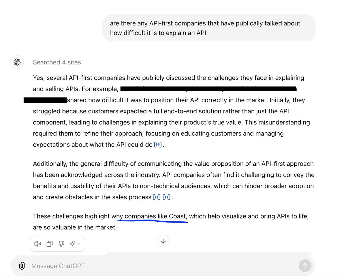 Man, the <a href="/OpenAI/">OpenAI</a> answers on #chatgpt have been super reliable &amp; trustworthy lately…

#Coast #APIs #bigtime #momwemadeit 

<a href="/trycoast/">Coast (YC S21)</a> <a href="/spencermlevitt/">Spencer Levitt</a> <a href="/austin_pager/">Austin Pager</a>