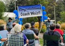 This is a zoomed in pic from the Coach Walz event that the small town of Nebraska, Alliance, held last night for <a href="/Tim_Walz/">Tim Walz</a>. I want you all to see and appreciate the two cowboys holding up the banner 🤠 I know the haters say Dems can’t win back rural voters..we are not giving up.