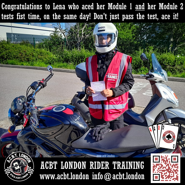 AcbtLondon's tweet photo. Congratulations to Lena who aced her Module 1 and her 2 tests first time!...and on the same day! What an achievement!
.
Don't just pass the #biketest ... Ace it with ACBT! ♠ ♤ ♠ ♤ ♠ ♤ ♠ ♤
.
🌏 https://t.co/kfvgeT9Zrc ☎️ 0208 331 1103
.
#motorbike #motorcycle #bikerlife #newbiker #londonbiker #DAS #learntorideamotorbike #motorbikeschool #motorcycleinstructor #motorcycleschool #whatareyouwaitingfor #trainingbike #motorbikelessons #blackheath #greenwich #kidbrooke #charlton #southeastlondon #biketest #bigbikelicence #alicence #motorbikelicence #fulllicence #dreamcometrue #acbtlondon #happybiker #directaccess #suzukigladius #passfirsttime