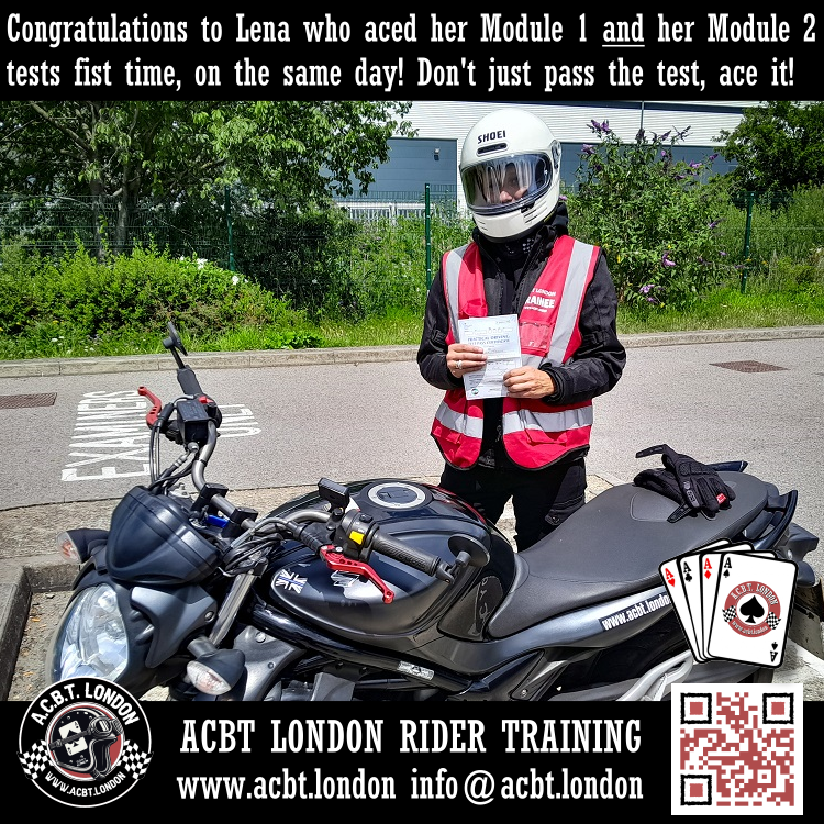 AcbtLondon's tweet photo. Congratulations to Lena who aced her Module 1 and her 2 tests first time!...and on the same day! What an achievement!
.
Don't just pass the #biketest ... Ace it with ACBT! ♠ ♤ ♠ ♤ ♠ ♤ ♠ ♤
.
🌏 https://t.co/kfvgeT9Zrc ☎️ 0208 331 1103
.
#motorbike #motorcycle #bikerlife #newbiker #londonbiker #DAS #learntorideamotorbike #motorbikeschool #motorcycleinstructor #motorcycleschool #whatareyouwaitingfor #trainingbike #motorbikelessons #blackheath #greenwich #kidbrooke #charlton #southeastlondon #biketest #bigbikelicence #alicence #motorbikelicence #fulllicence #dreamcometrue #acbtlondon #happybiker #directaccess #suzukigladius #passfirsttime
