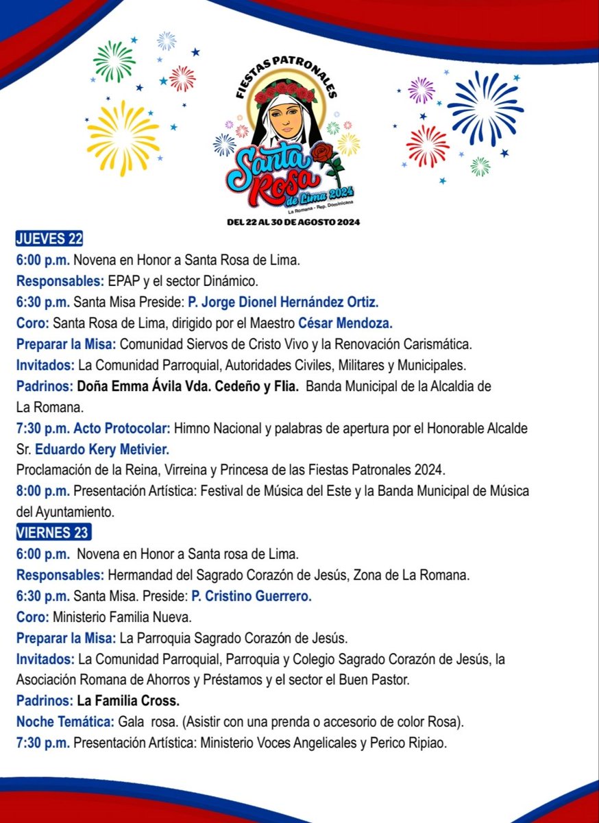 Horizonte104FM's tweet photo. 🎆Fiestas Patronales Sta Rosa de Lima 🎆⛪
La Romana, RD🇩🇴 https://t.co/Je8Ef2pU4D