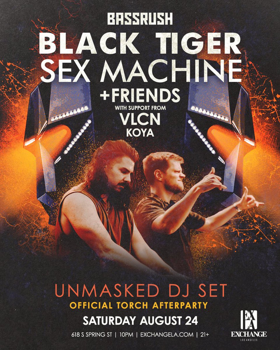 Heading to LA this Saturday to open and close for <a href="/OfficialBTSM/">Black Tiger Sex Machine</a> at Exchange LA!! So hyped my LA debut and <a href="/insomniacevents/">Insomniac Events</a> &amp; <a href="/bassrush/">BASSRUSH</a> debut!!!