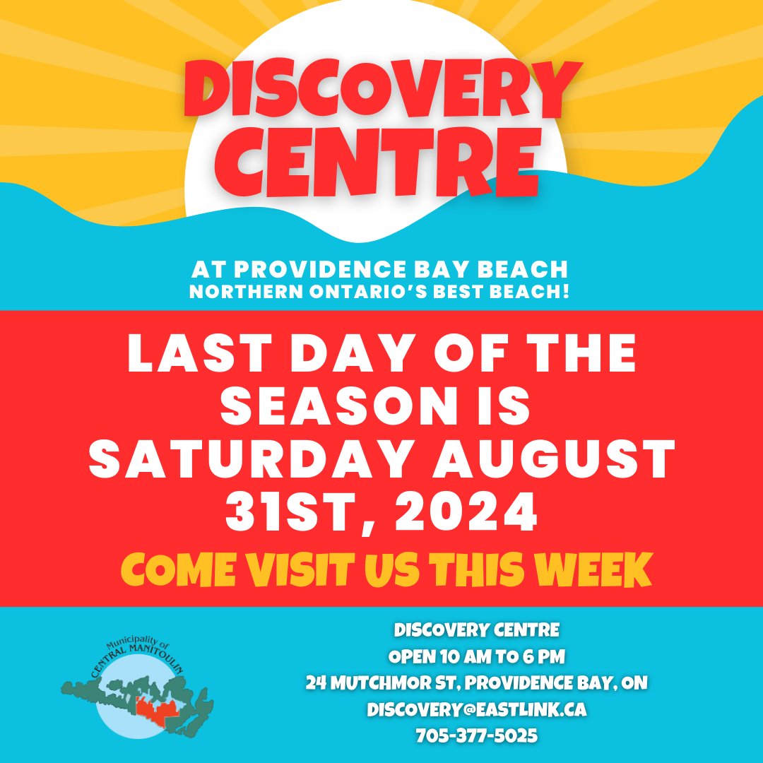 PbDiscoveryCtr's tweet image. There's still time to visit us at the Discovery Centre at Providence Bay Beach, but please note the last day the Centre is open to the public is Saturday August 30th, 2024.  Our amazing summer students Tom, Jacob and Garrett will be heading back to school!