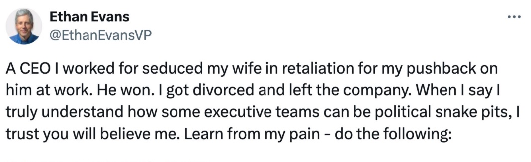 vocalcry's tweet image. Ex-wife here!👋 To clear the record, his CEO did not “seduce” me. I seduced him.

Every moment I had alone with Ethan, all he would talk about was his CEO. In the car. At dinner. While making love.

Eventually, I knew I had to meet this man for myself.

And when I finally did, it…