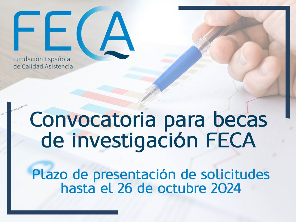 📢 Recuerda que hasta el 26 de octubre estará abierta la convocatoria para las becas de #investigación FECA 2024 para proyectos destinados a la mejora de la #CalidadAsistencial y la seguridad del paciente.
Consulta las bases ➡️bit.ly/3WsAw0n