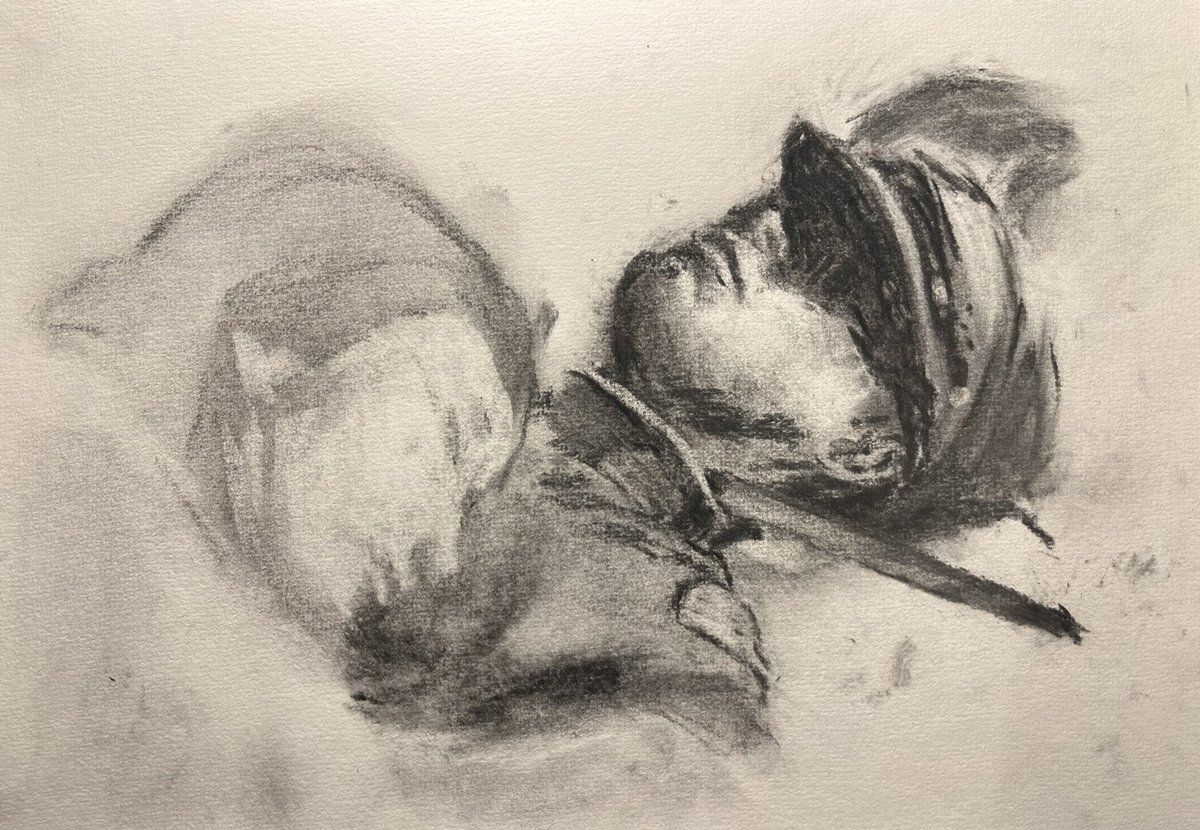 calpitoki's tweet image. #木炭　で三島由紀夫の憂国映画版の写真を描いて見ました。
Mishima Yukio 
#人物デッサン