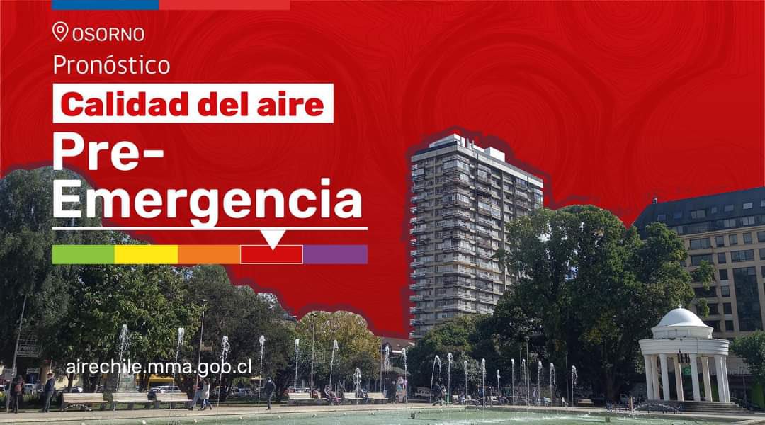 El Ministerio de Medio Ambiente, informó que para este viernes 23 de agosto se pronostica Preemergencia Ambiental para la comuna de #Osorno. 

Medidas y Restricciones👇
airechile.mma.gob.cl/comunas/osorno