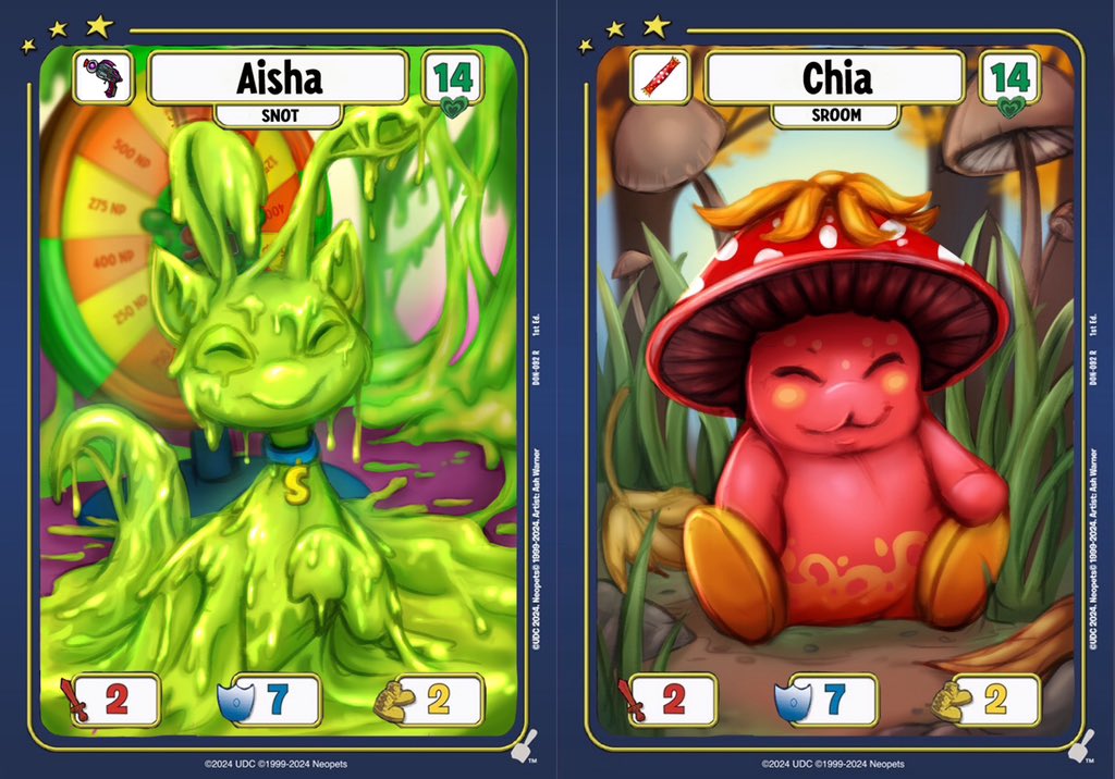 More faux #neopets cards today! Two very smiley friends. Anyone else remember the Wheel of Slime?