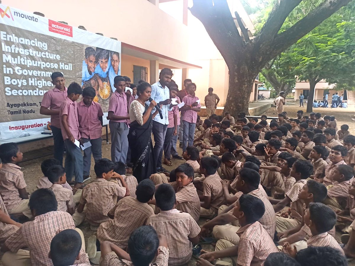 Sandeep Chachra (@sndeep) on Twitter photo #Chennai #tamilnadu
On the occasion of multipurpose hall upgradation at the Govt Boys School, Ayyapakkam #Movate and <a href="/ActionAidIndia/">ActionAid Association</a> teams hold sessions on Legislations aimed at protecting children and advancing rights of children #Chennai #tamilnadu
On the occasion of multipurpose hall upgradation at the Govt Boys School, Ayyapakkam #Movate and <a href="/ActionAidIndia/">ActionAid Association</a> teams hold sessions on Legislations aimed at protecting children and advancing rights of children