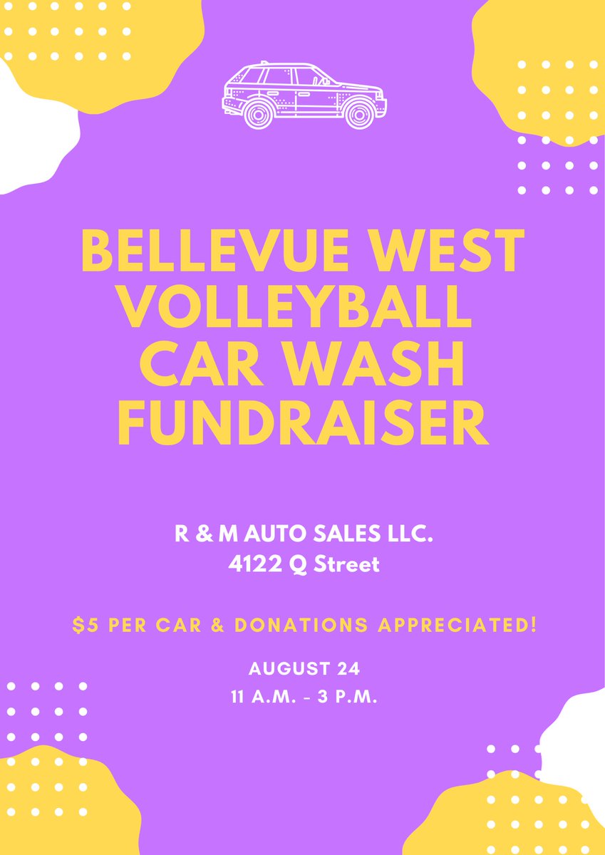 Need a car wash and want to help support Bellevue West Volleyball? Stop by THIS Saturday 🧽🚗🫧