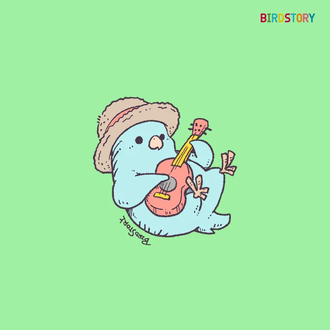 おはようございます。本日は8月23日、ウクレレの日とのことです#BIRDSTORY #ウクレレの日 #サザナミインコ 