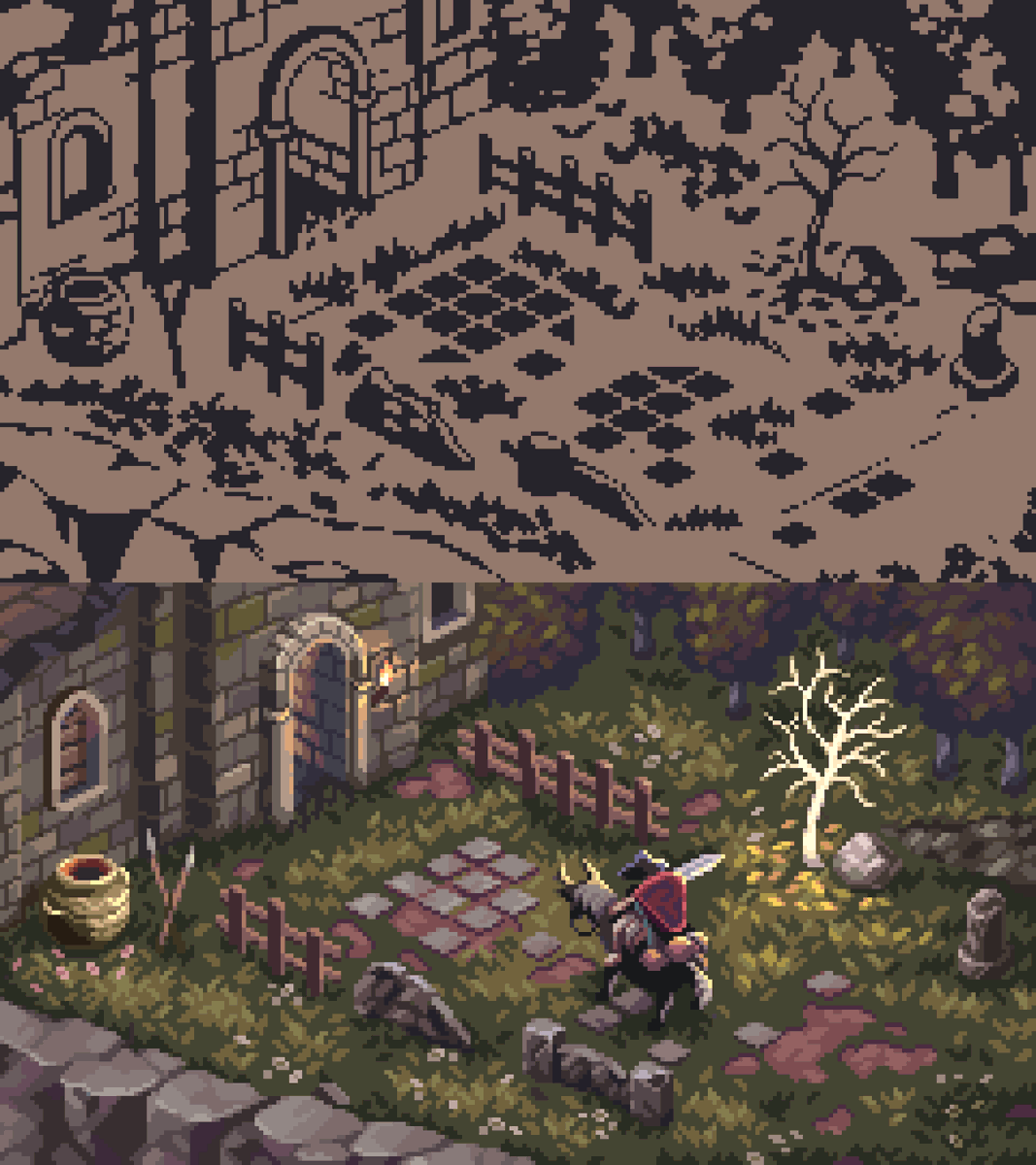 Sketch v.s. Final #pixelart #eldenring