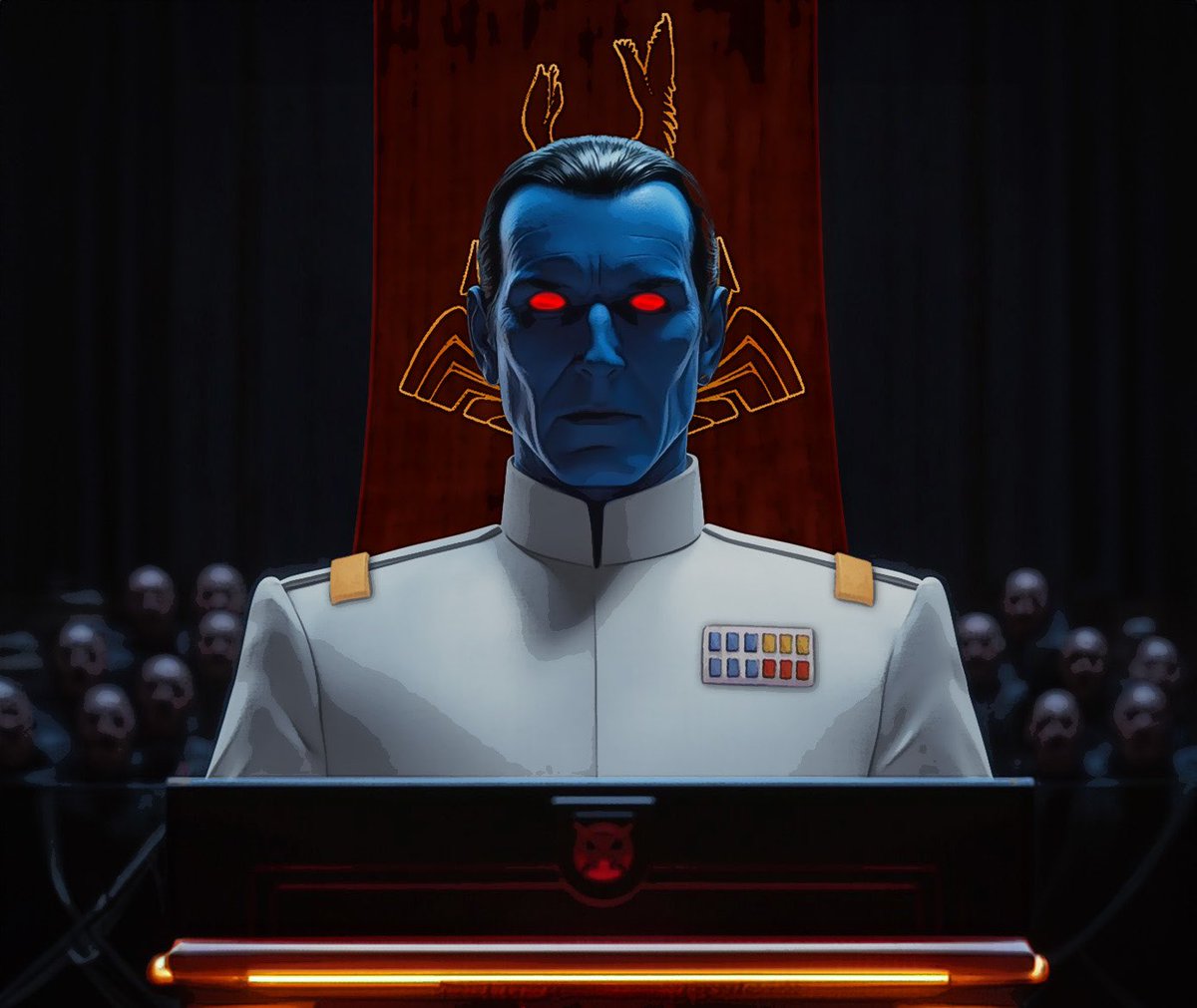 AdmiralThrawn77's tweet photo. Patriarch Thrawn. I dislike politics but the Mitth Ruling Family leaders and Syndicure asked me to run for the position against Thurfian.

#starwars #thrawn #grandadmiralthrawn #thrawnthursday #thrawnascendancy #parody #aiimages #midjourney #photoshop #artbypm #headcanon https://t.co/KZNDu6oLcF